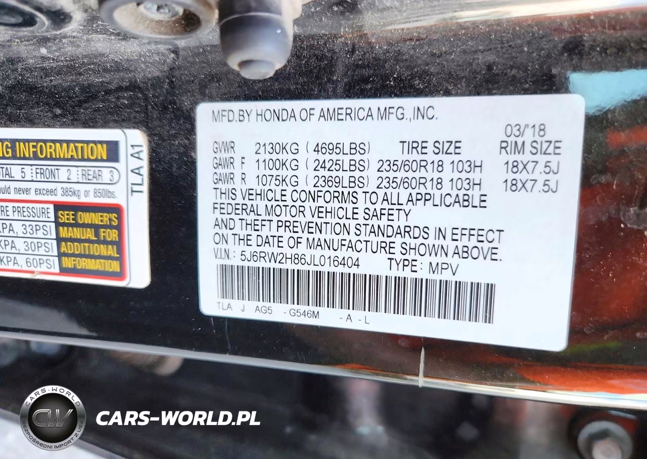 2018 Honda Cr-V Exl VIN:5J6RW2H86JL016404 - 13