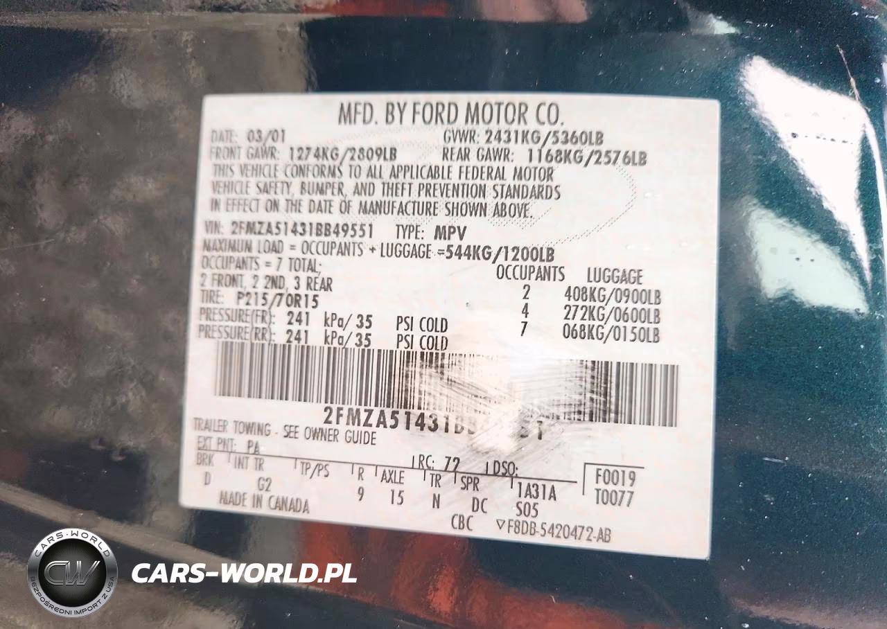2001 Ford Windstar Lx VIN:2FMZA51431BB49551 - 13