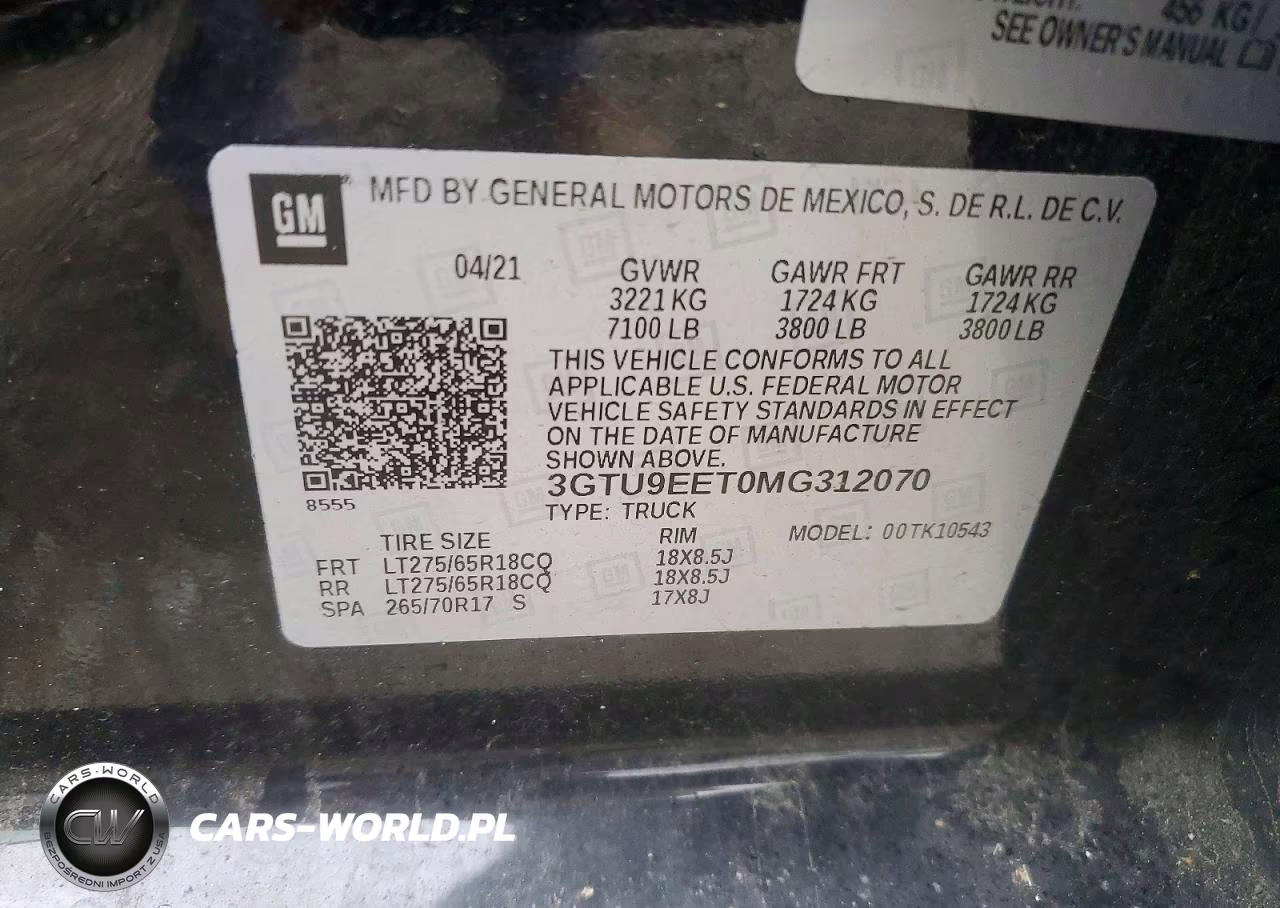 2021 GMC Sierra K1500 At4 VIN:3GTU9EET0MG312070 - 12