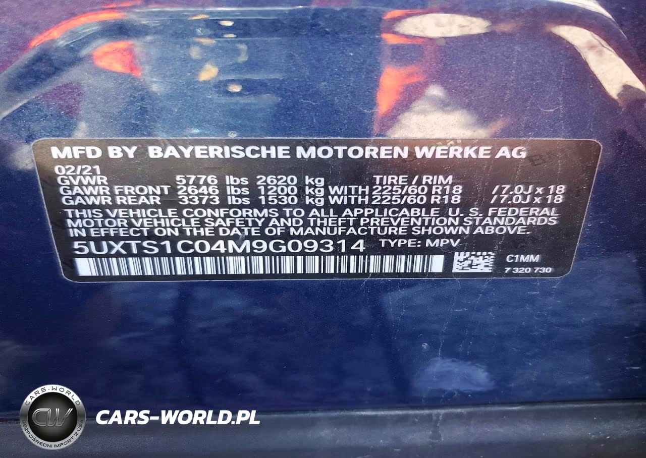 2021 BMW X3 xDrive30E VIN:5UXTS1C04M9G09314 - 14
