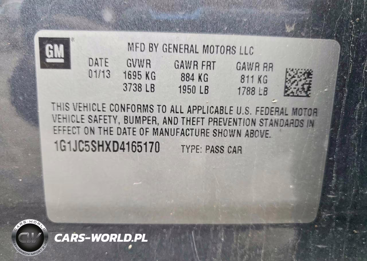 2013 Chevrolet Sonic Lt VIN:1G1JC5SHXD4165170 - 12