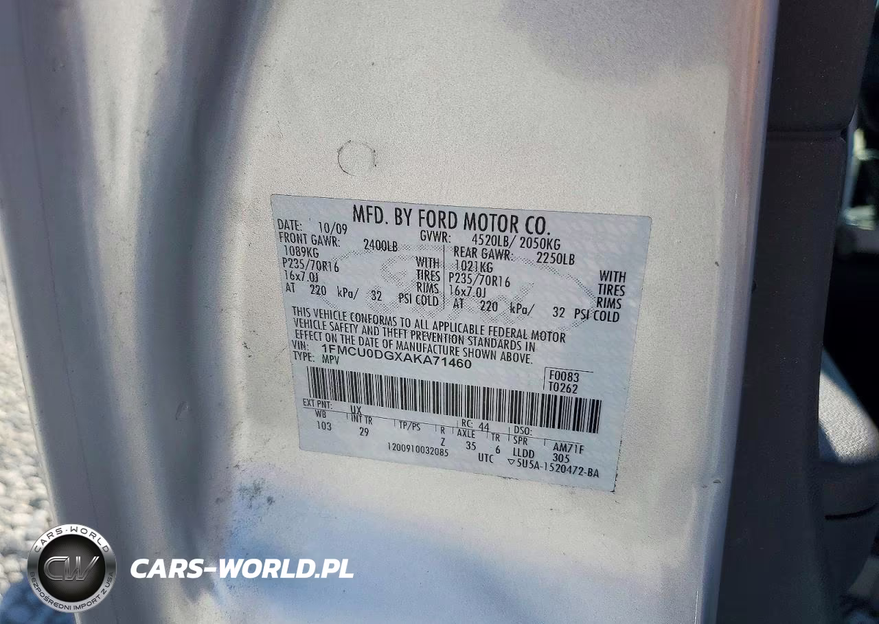 2010 Ford Escape Xlt VIN:1FMCU0DGXAKA71460 - 12