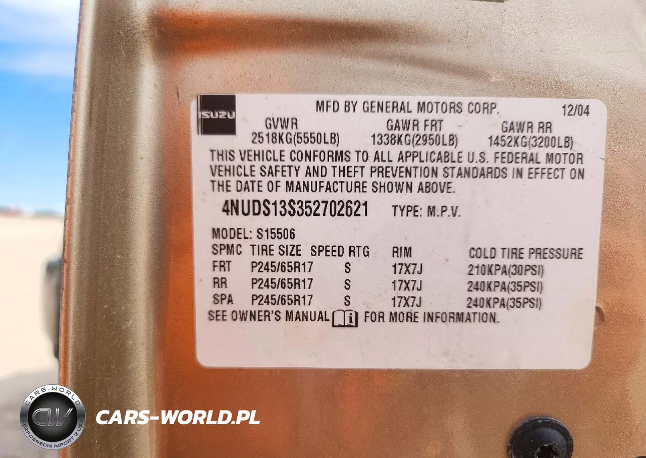 2005 Isuzu Ascender S VIN:4NUDS13S352702621 - 13