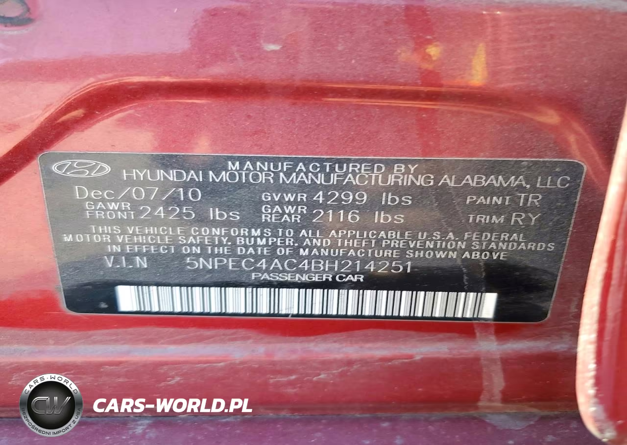 2011 Hyundai Sonata Se VIN:5NPEC4AC4BH214251 - 12