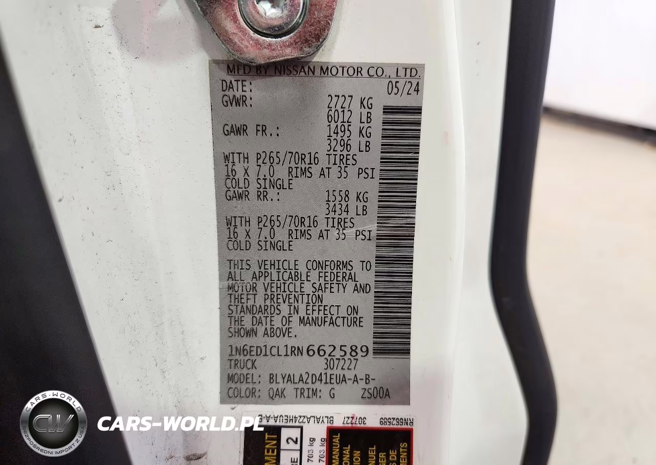 2024 Nissan Frontier S VIN:1N6ED1CL1RN662589 - 12