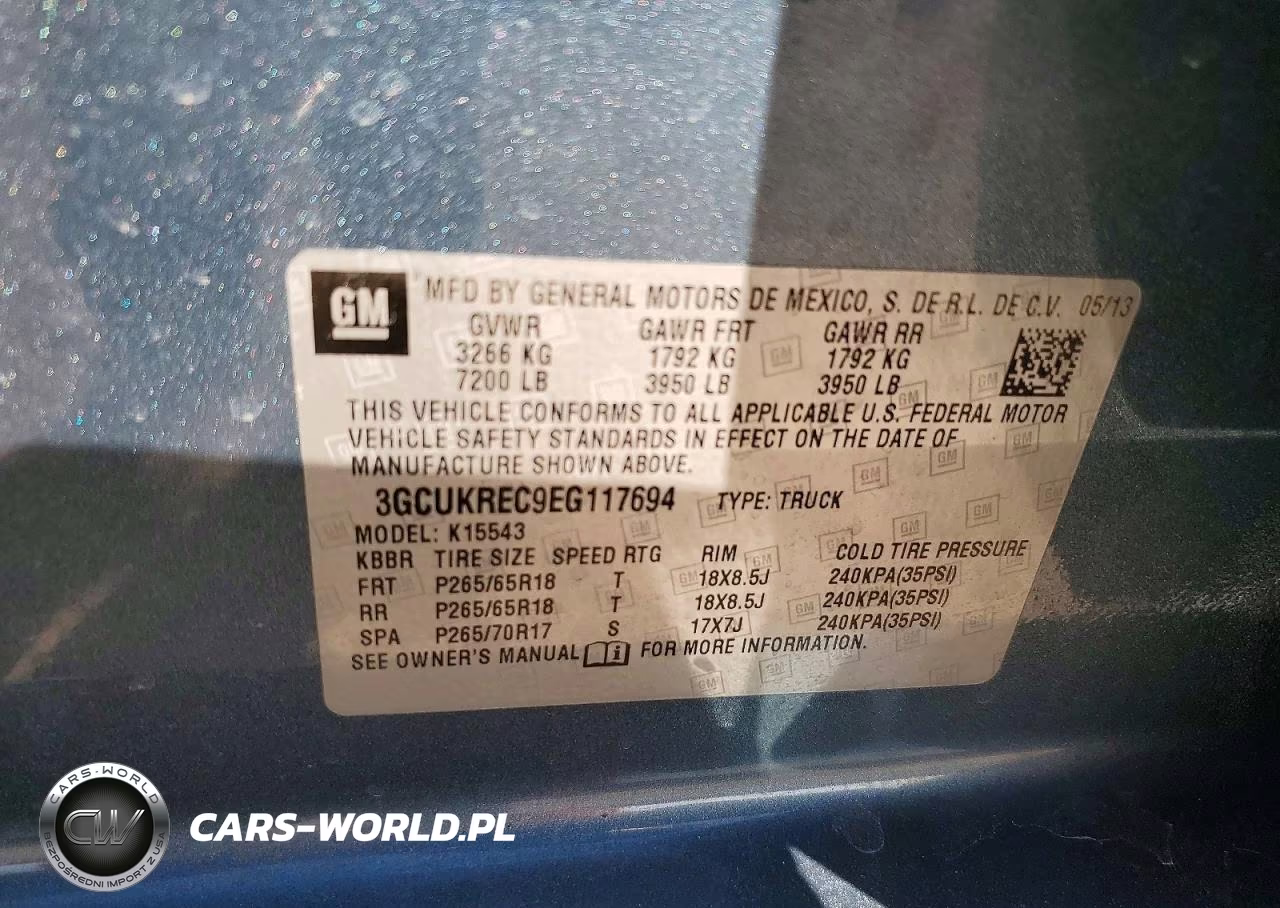 2014 Chevrolet Silverado K1500 Lt VIN:3GCUKREC9EG117694 - 12