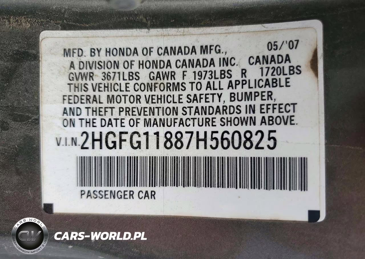 2007 Honda Civic Ex VIN:2HGFG11887H560825 - 13