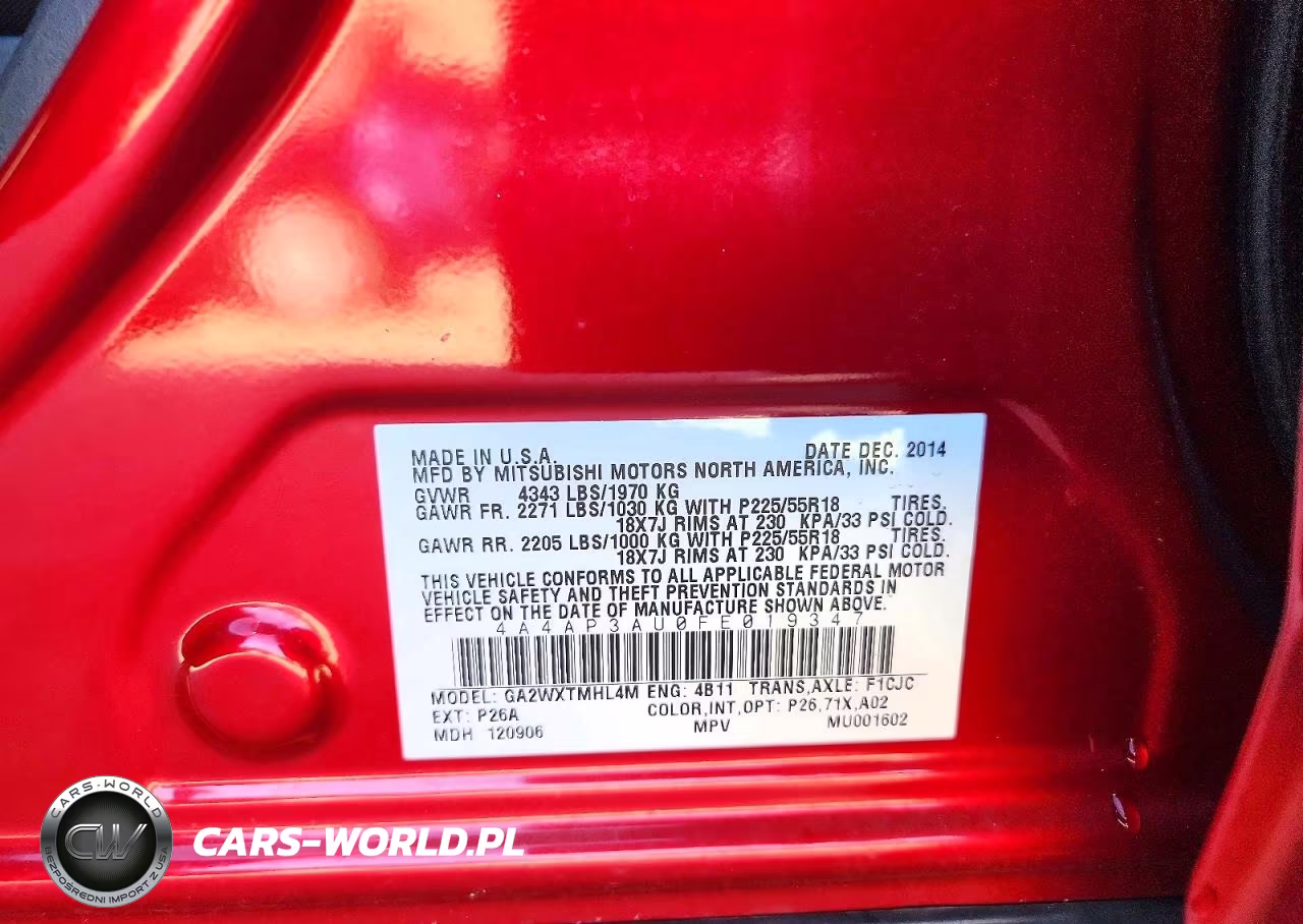 2015 Mitsubishi Outlander Sport Es VIN:4A4AP3AU0FE019347 - 13