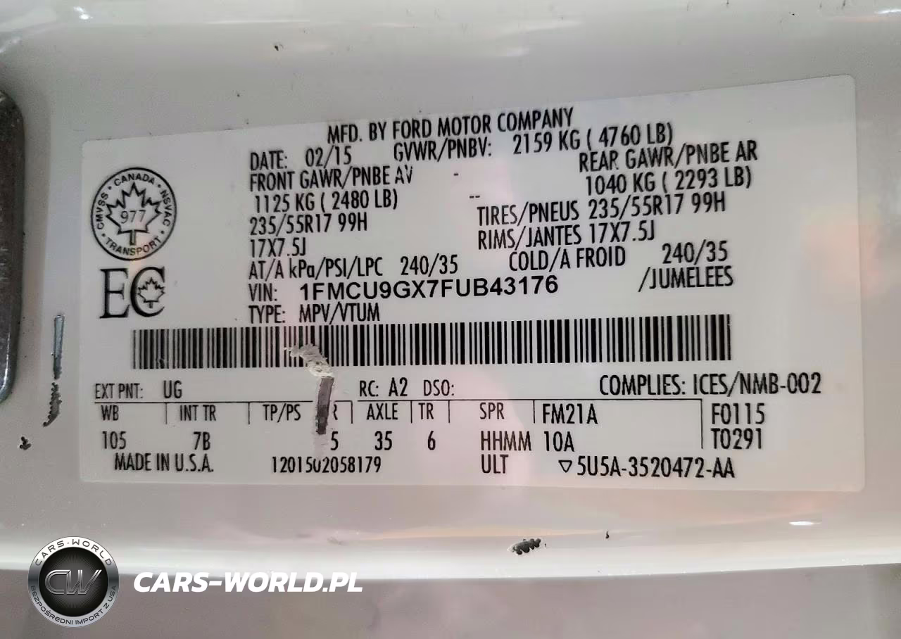 2015 Ford Escape Se VIN:1FMCU9GX7FUB43176 - 13