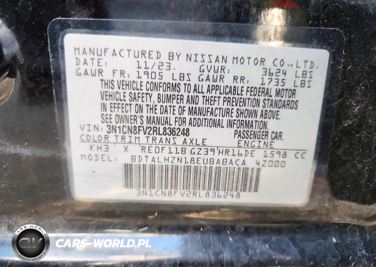 2024 Nissan Versa Sr VIN:3N1CN8FV2RL836248 - 12