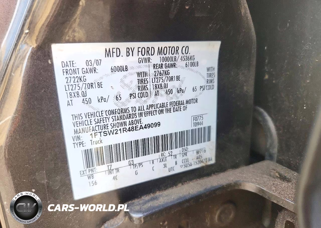 2008 Ford F250 Super Duty VIN:1FTSW21R48EA49099 - 12