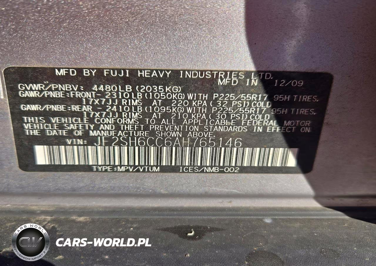 2010 Subaru Forester 2.5X Premium VIN:JF2SH6CC6AH765146 - 14