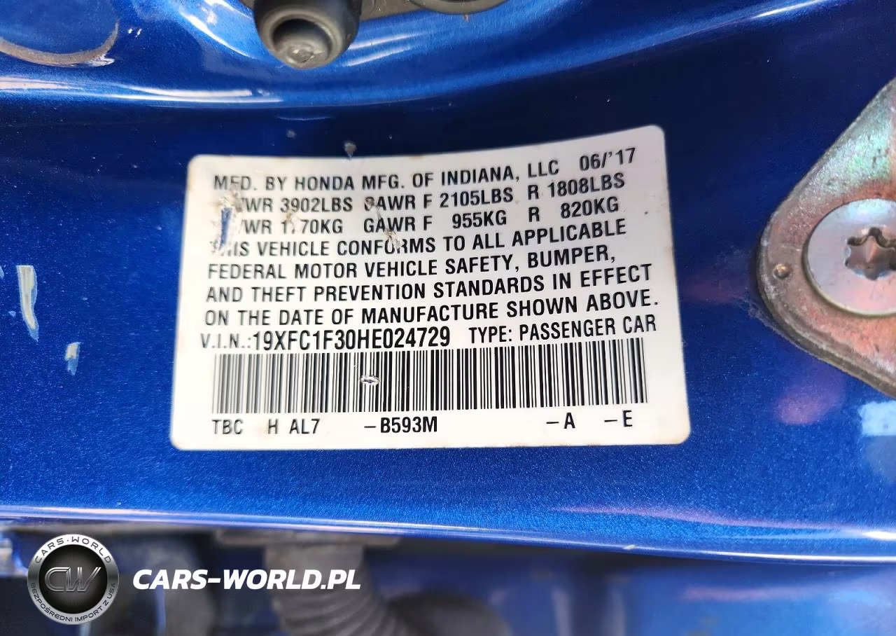 2017 Honda Civic Ex VIN:19XFC1F30HE024729 - 12