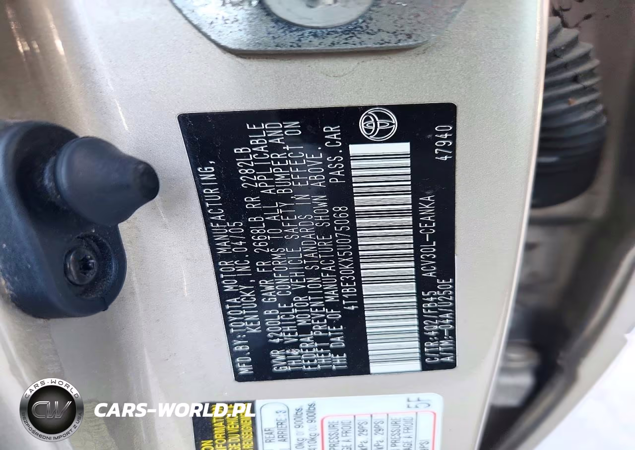 2005 Toyota Camry Le VIN:4T1BE30KX5U075068 - 12