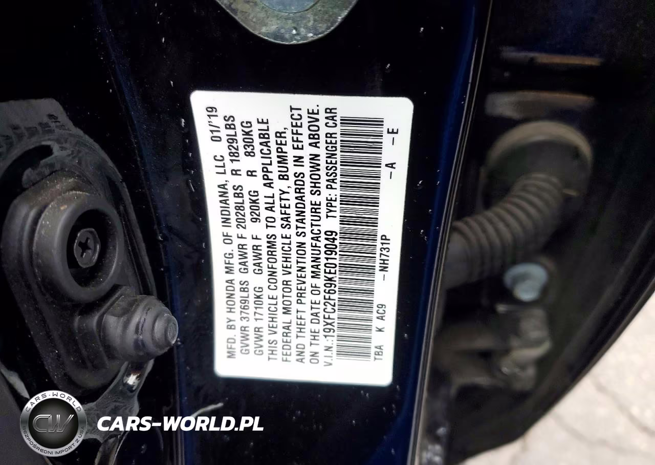 2019 Honda Civic Lx VIN:19XFC2F69KE019049 - 12