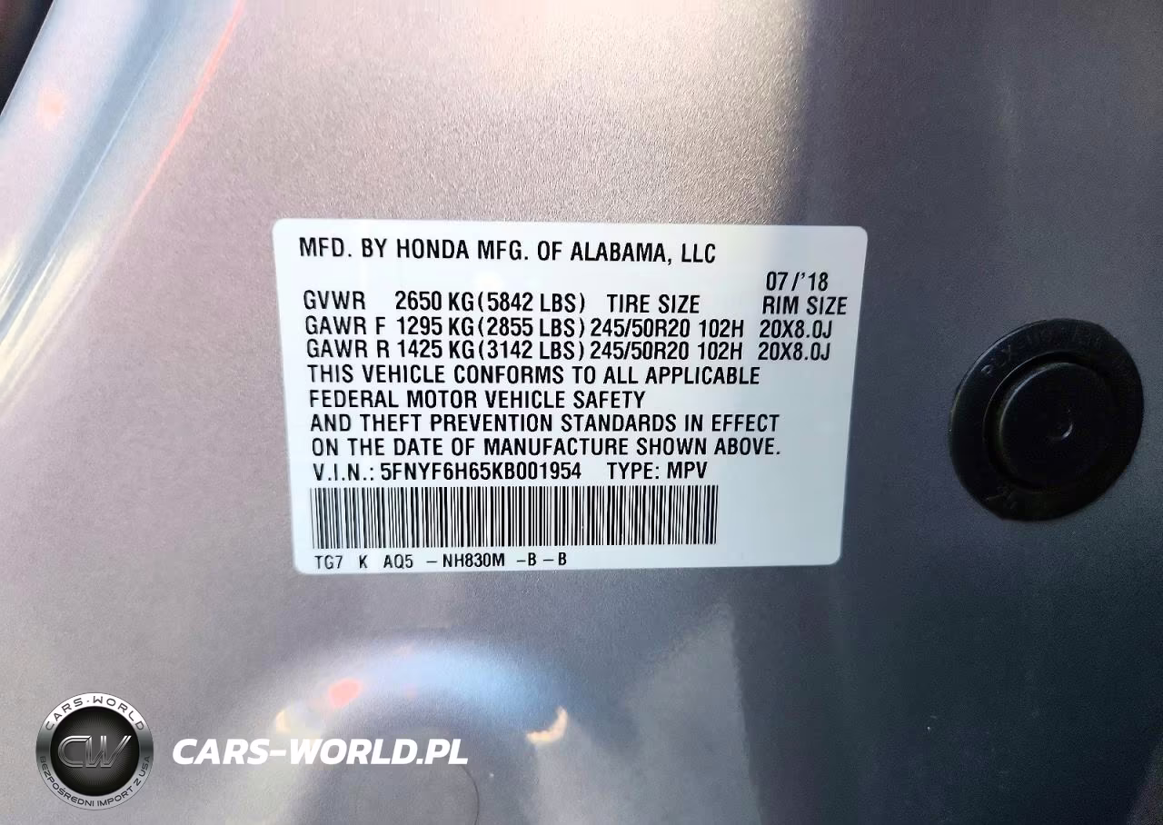 2019 Honda Pilot Touring VIN:5FNYF6H65KB001954 - 13
