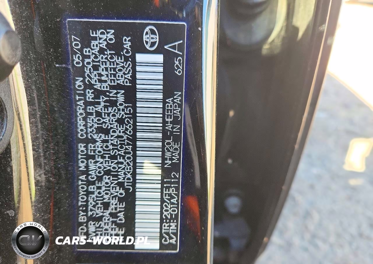 2007 Toyota Prius Base VIN:JTDKB20U477662151 - 12