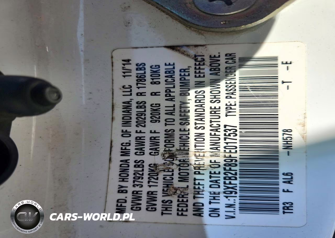 2015 Honda Civic Ex VIN:19XFB2F89FE017537 - 12