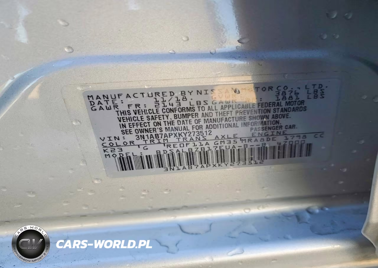 2019 Nissan Sentra S VIN:3N1AB7APXKY273512 - 13