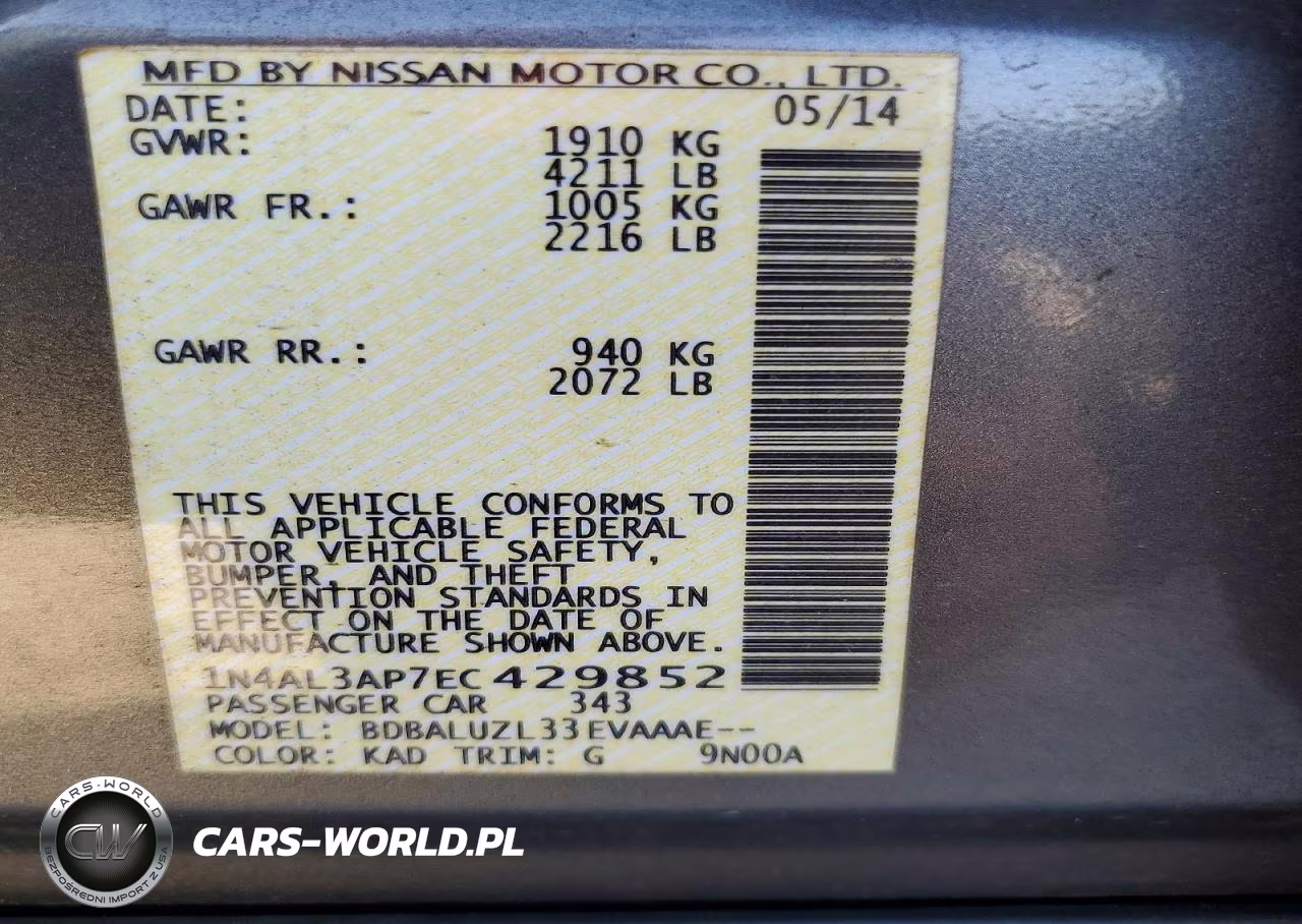2014 Nissan Altima 2.5 Sv VIN:1N4AL3AP7EC429852 - 12