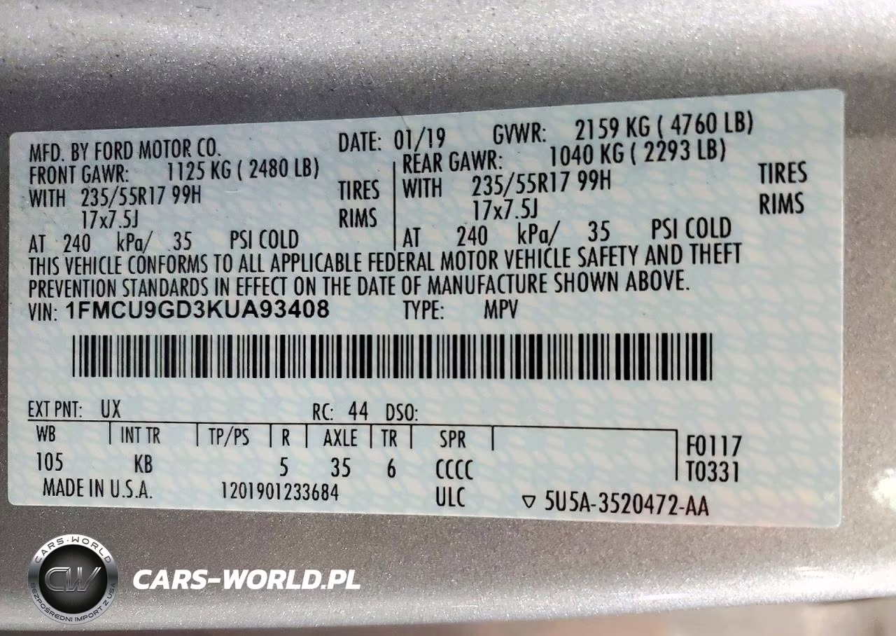 2019 Ford Escape Se VIN:1FMCU9GD3KUA93408 - 13