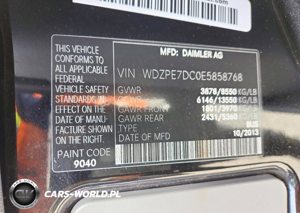 2014 Mercedes-Benz Sprinter 2500 VIN:WDZPE7DC0E5858768 - 13