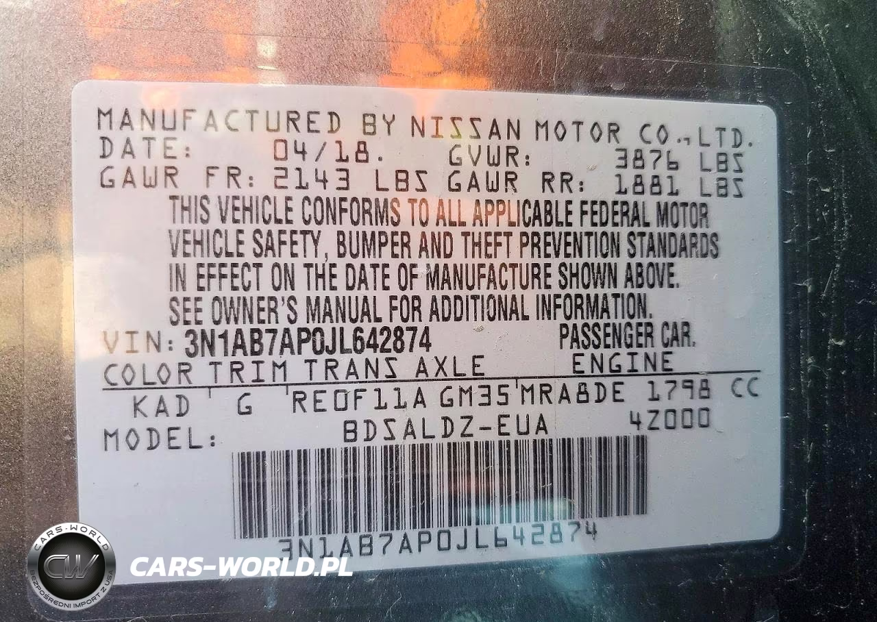 2018 Nissan Sentra Sv VIN:3N1AB7AP0JL642874 - 12