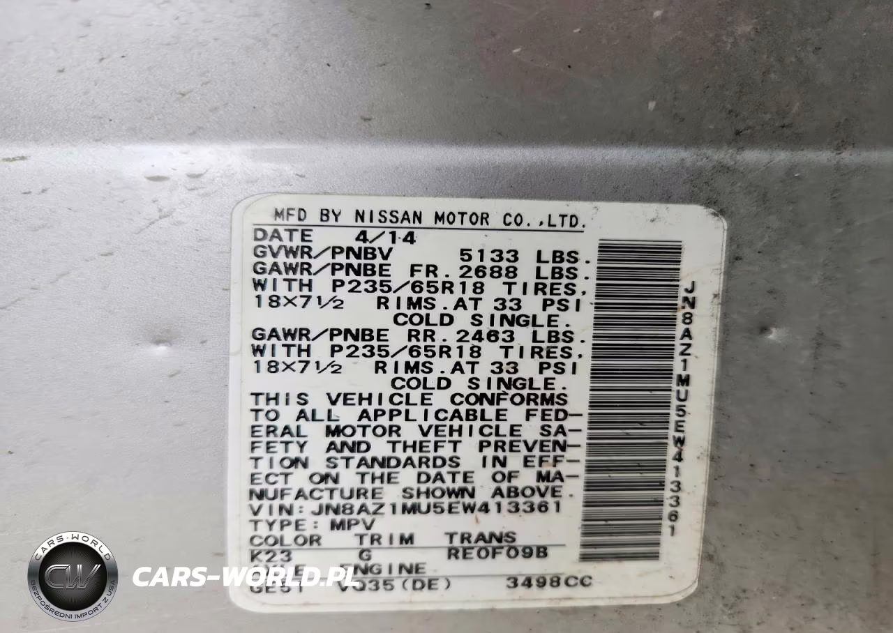 2014 Nissan Murano S VIN:JN8AZ1MU5EW413361 - 12