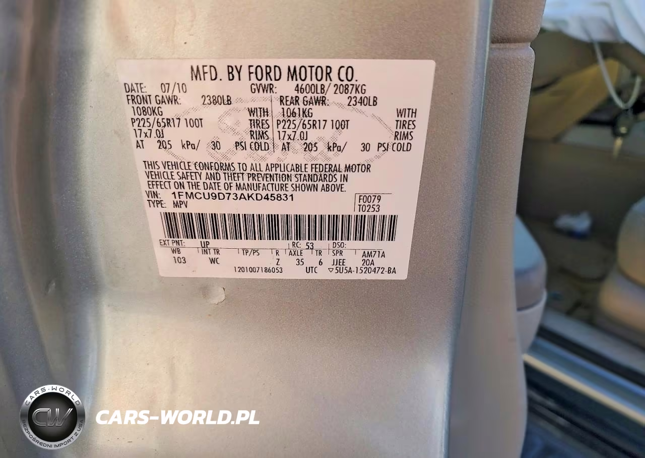 2010 Ford Escape Xlt VIN:1FMCU9D73AKD45831 - 13