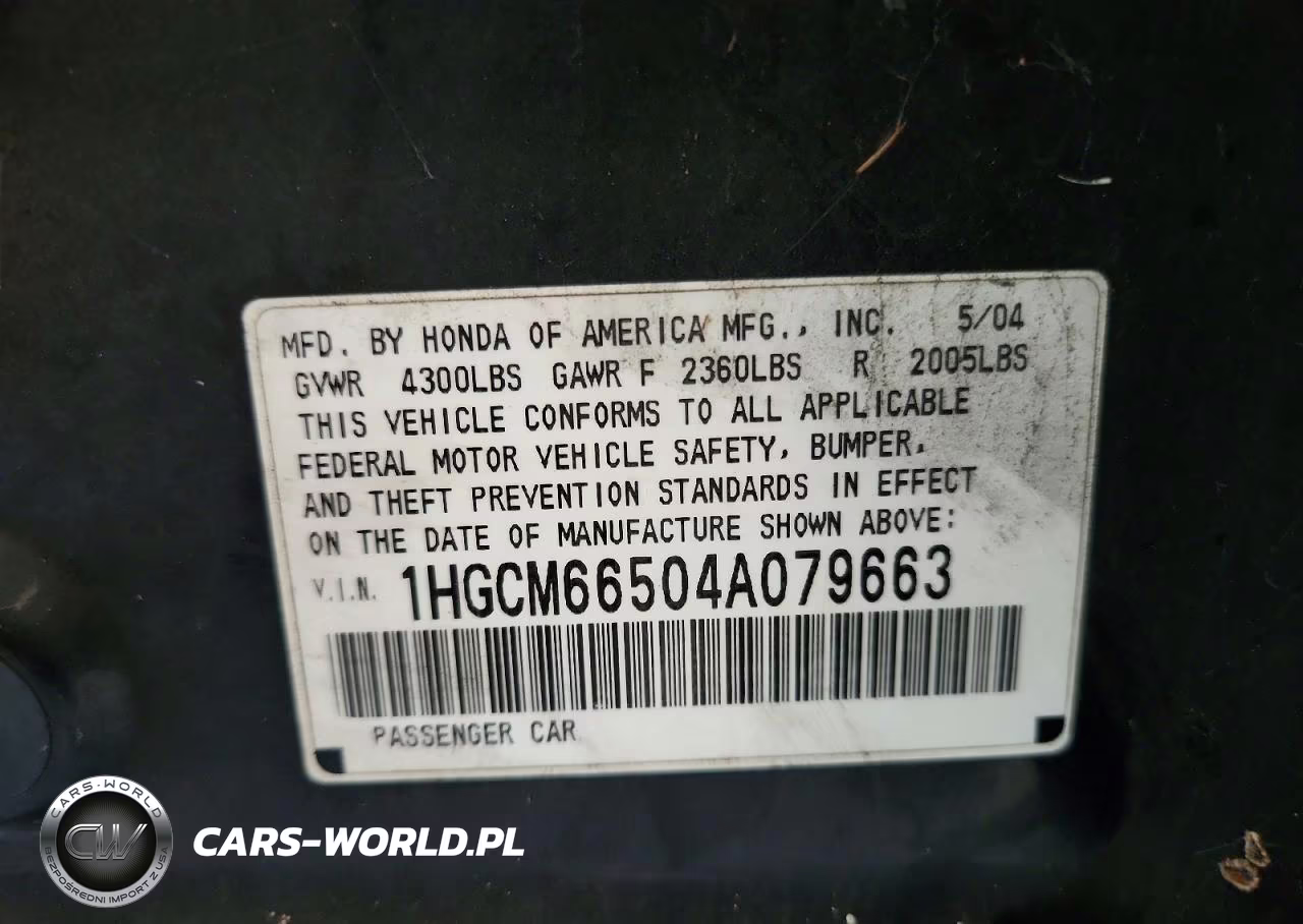 2004 Honda Accord Ex VIN:1HGCM66504A079663 - 12