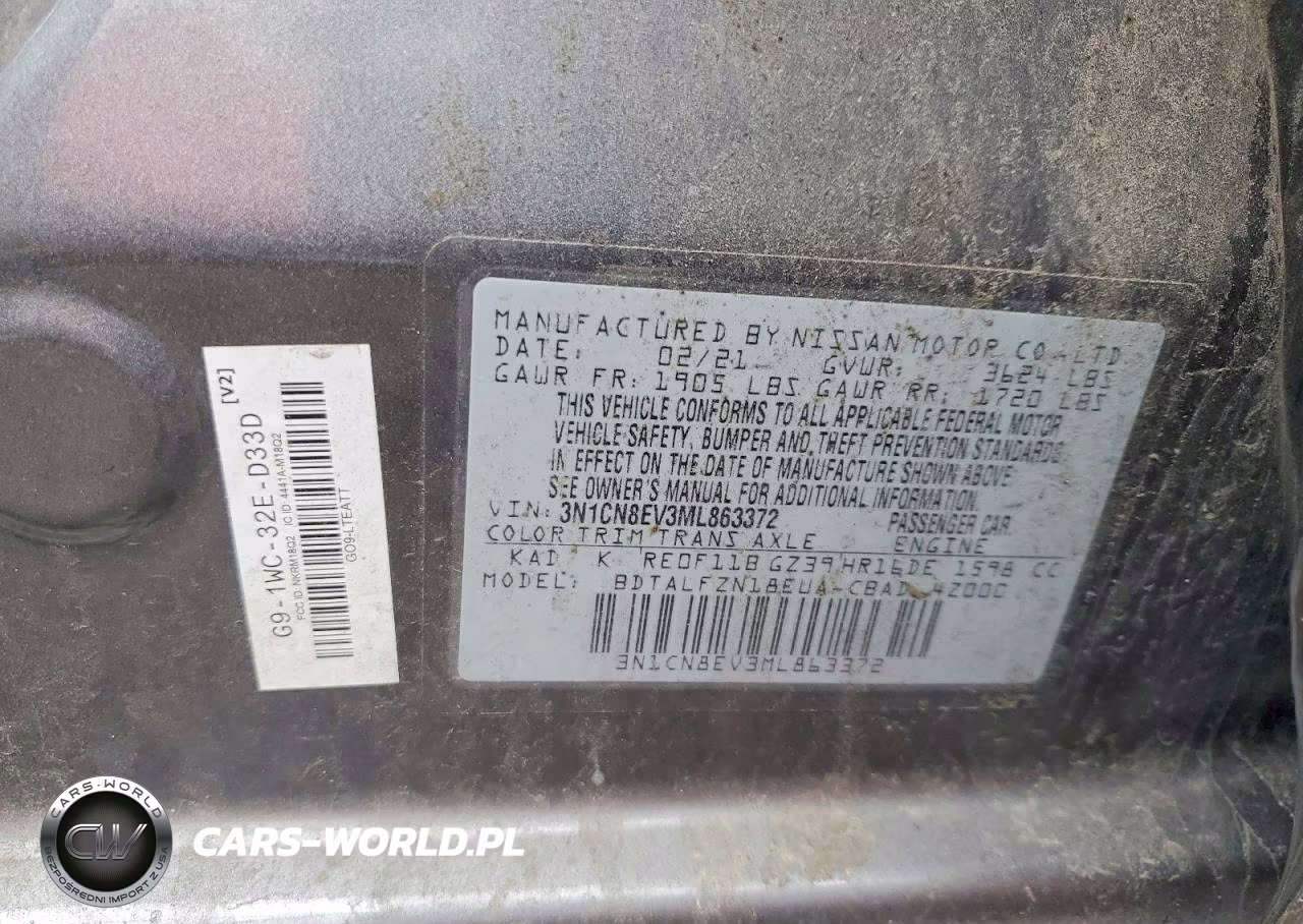 2021 Nissan Versa Sv VIN:3N1CN8EV3ML863372 - 12