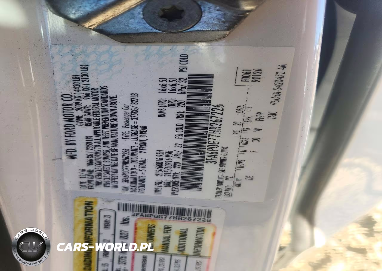 2017 Ford Fusion S VIN:3FA6P0G77HR267226 - 12