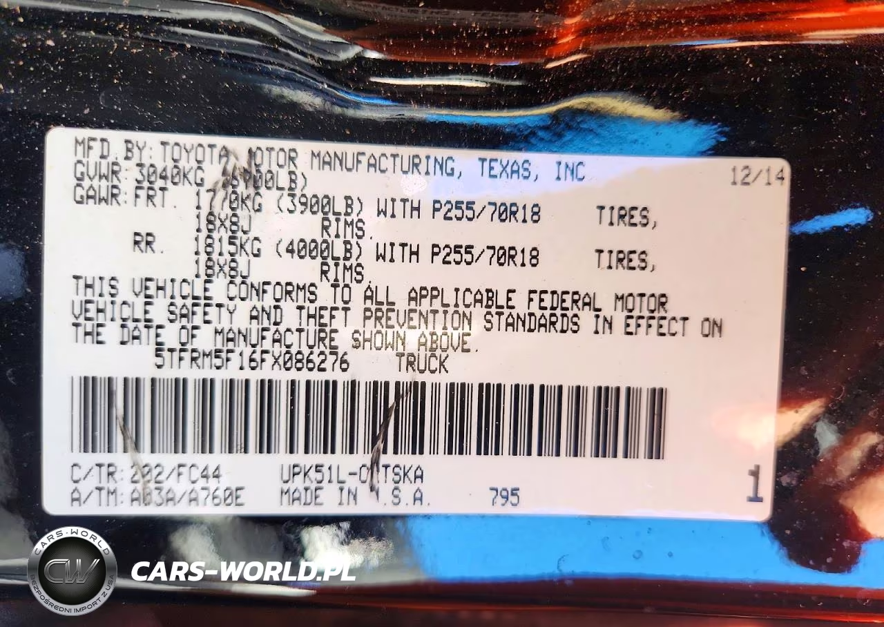 2015 Toyota Tundra Sr5 VIN:5TFRM5F16FX086276 - 12