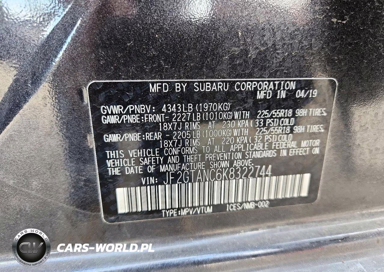 2019 Subaru Crosstrek Limited VIN:JF2GTANC6K8322744 - 12