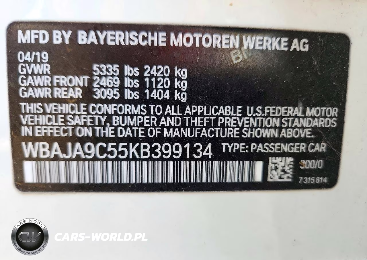 2019 BMW 530E VIN:WBAJA9C55KB399134 - 13