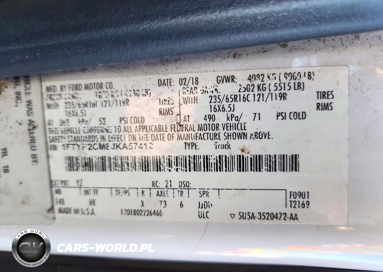 2018 Ford Transit T-250 VIN:1FTYR2CM8JKA57412 - 13