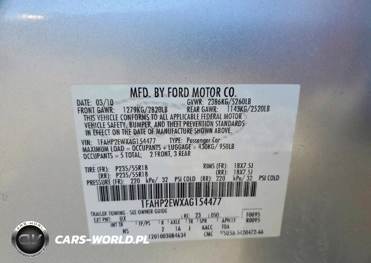 2010 Ford Taurus Sel VIN:1FAHP2EWXAG154477 - 12