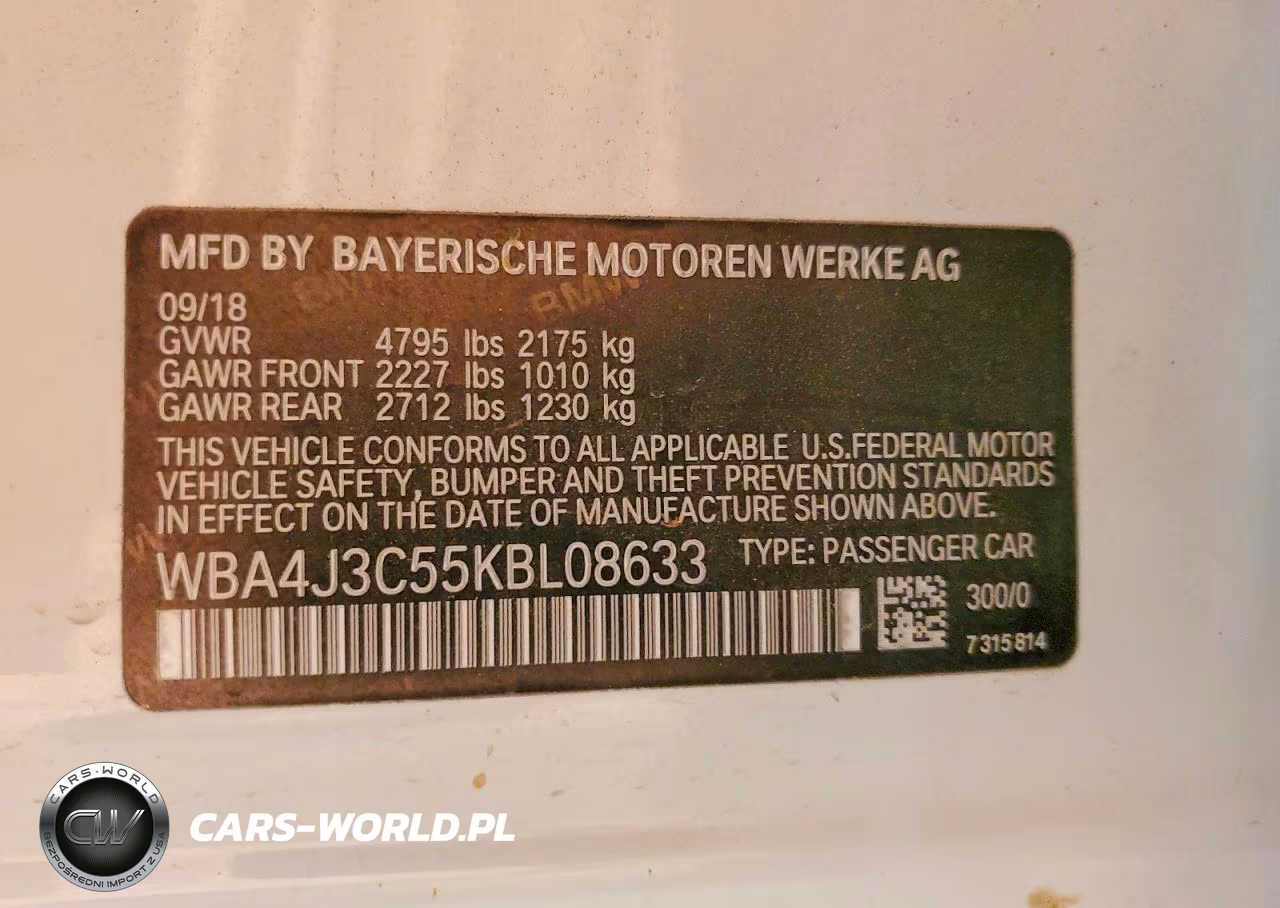 2019 BMW 430Xi Gran Coupe VIN:WBA4J3C55KBL08633 - 12