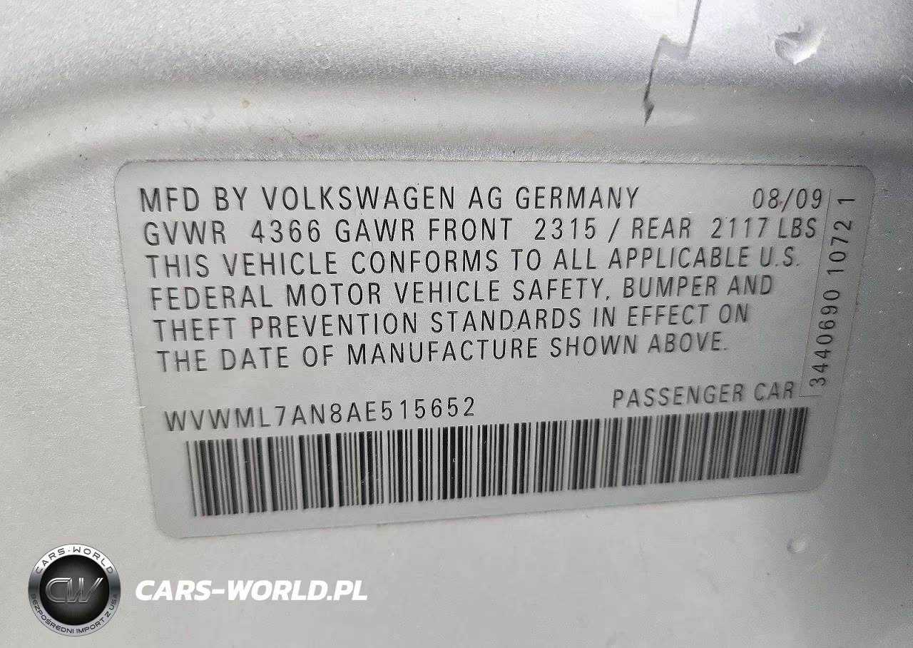 2010 Volkswagen Cc Sport VIN:WVWML7AN8AE515652 - 12