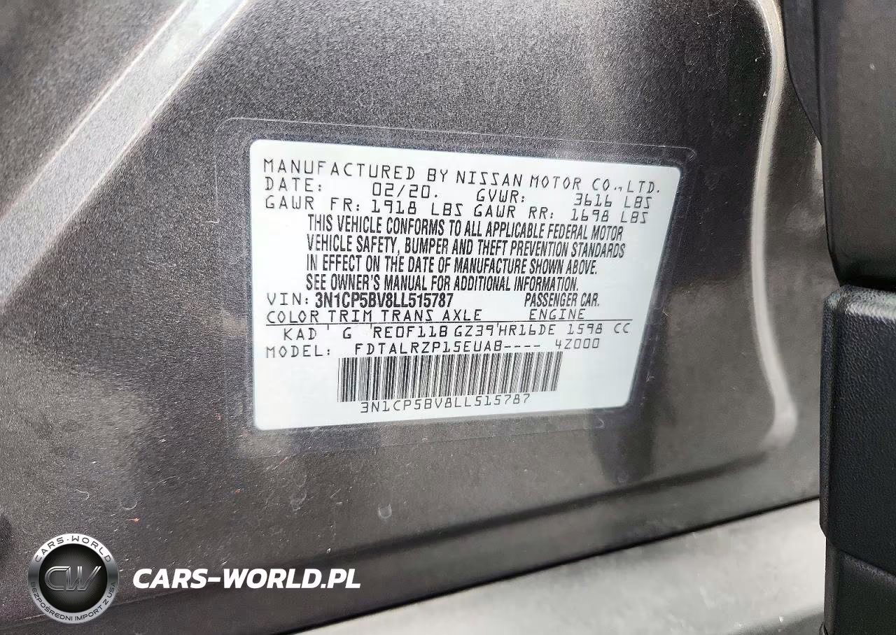 2020 Nissan Kicks S VIN:3N1CP5BV8LL515787 - 14