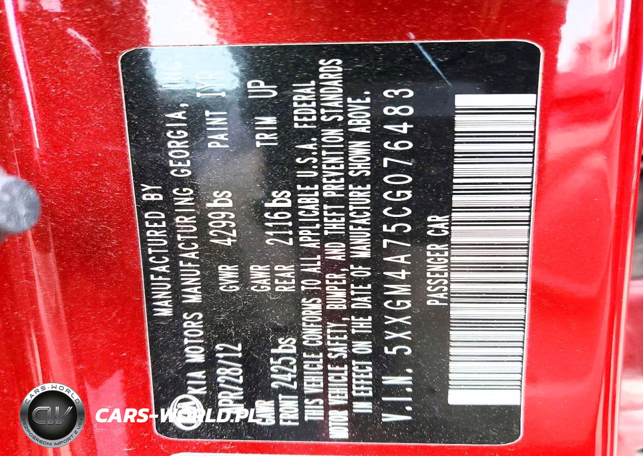 2012 Kia Optima Lx VIN:5XXGM4A75CG076483 - 12