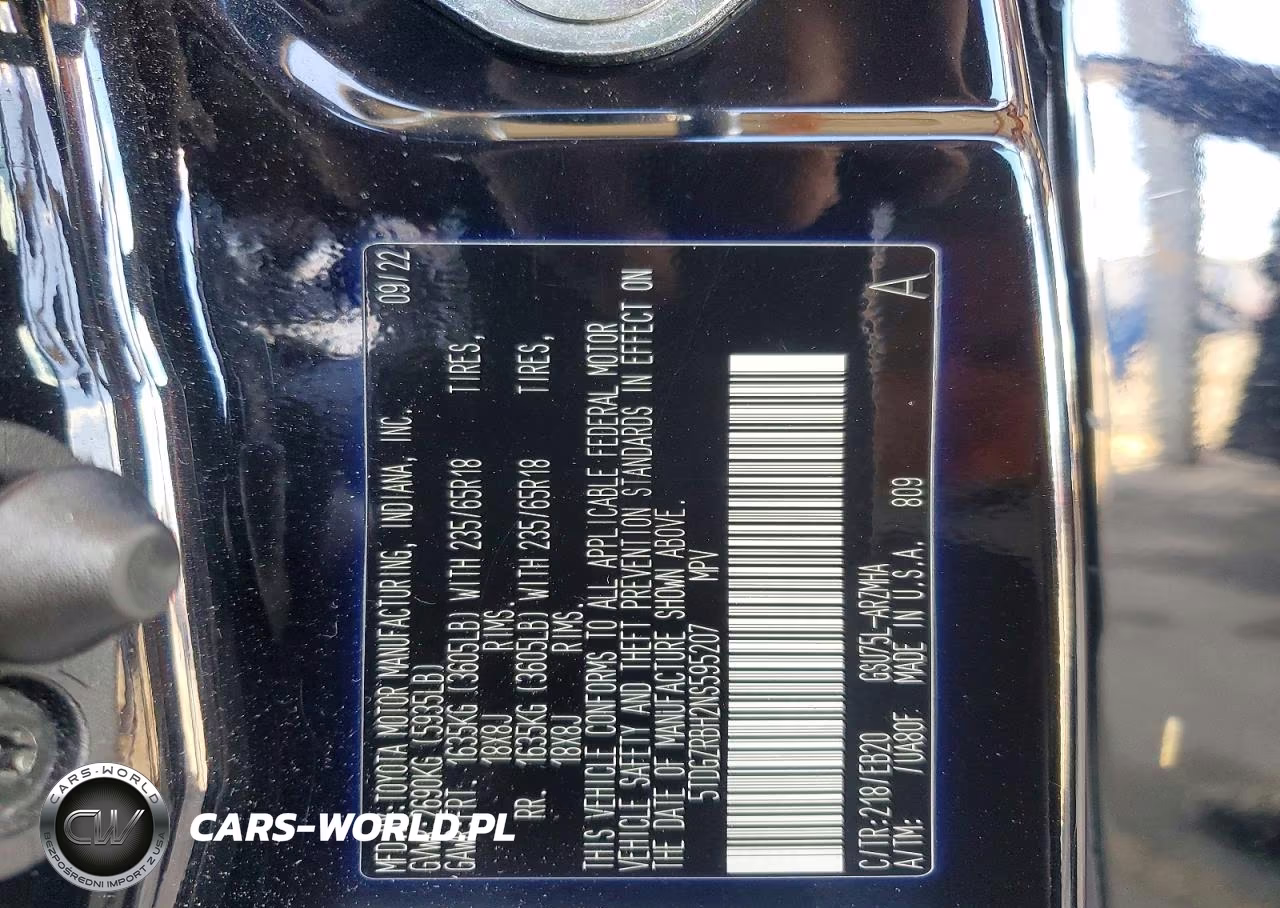 2022 Toyota Highlander Xle VIN:5TDGZRBH2NS595207 - 14