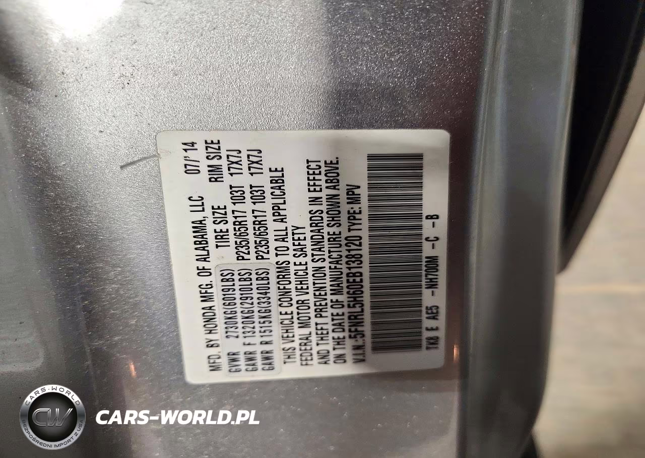 2014 Honda Odyssey Exl VIN:5FNRL5H60EB138120 - 13