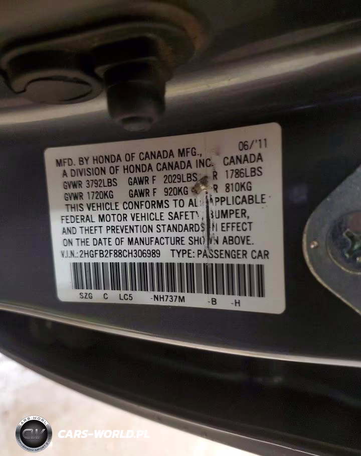 2012 Honda Civic Ex VIN:2HGFB2F88CH306989 - 12