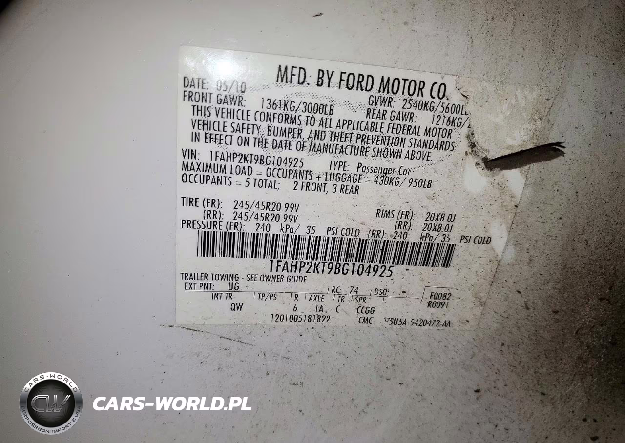 2011 Ford Taurus Sho VIN:1FAHP2KT9BG104925 - 12