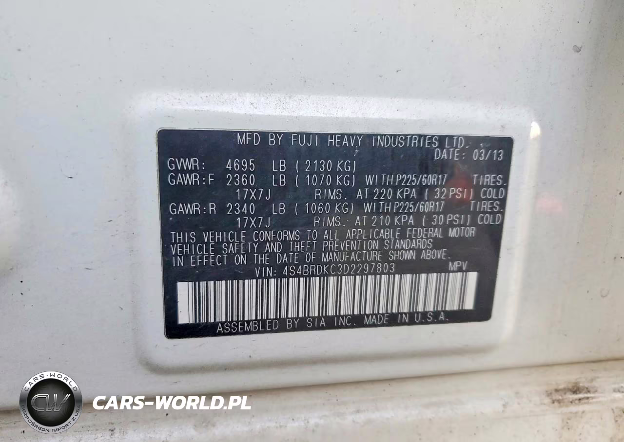 2013 Subaru Outback 3.6R Limited VIN:4S4BRDKC3D2297803 - 13