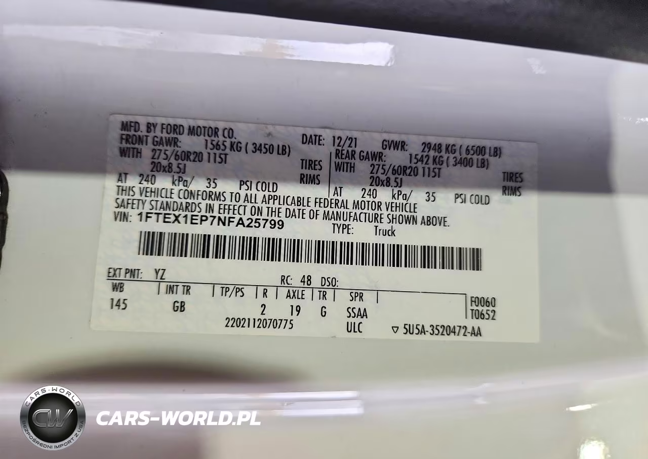 2022 Ford F150 Super Cab VIN:1FTEX1EP7NFA25799 - 12