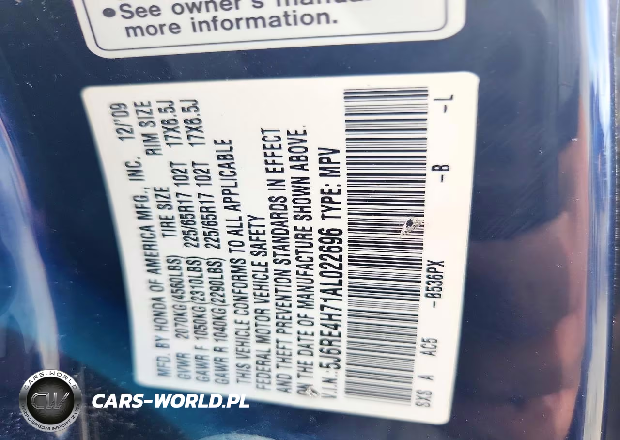 2010 Honda Cr-V Exl VIN:5J6RE4H71AL022696 - 12