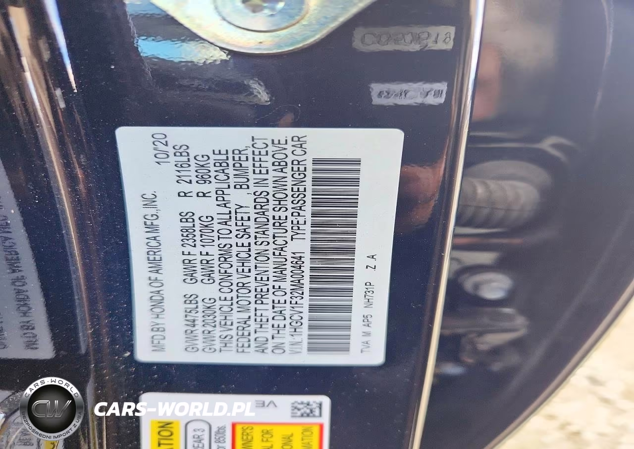 2021 Honda Accord Sport VIN:1HGCV1F32MA004641 - 12