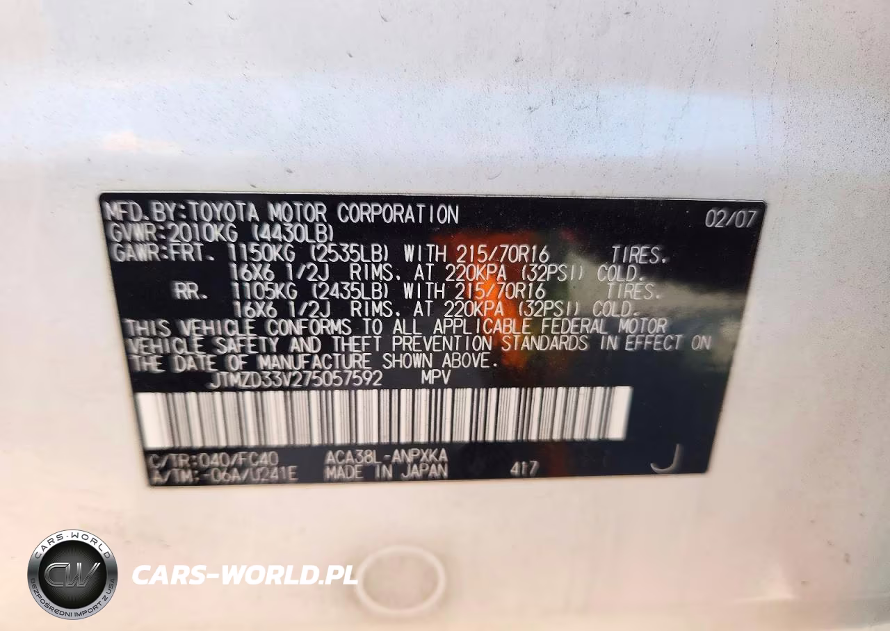 2007 Toyota Rav4 Base VIN:JTMZD33V275057592 - 12